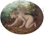 William Etty A putto collecting flowers